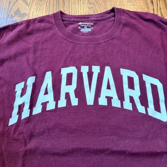 Champion Harvard University T-Shirt Graphic Logo XL Maroon Burgundy College - Picture 3 of 6